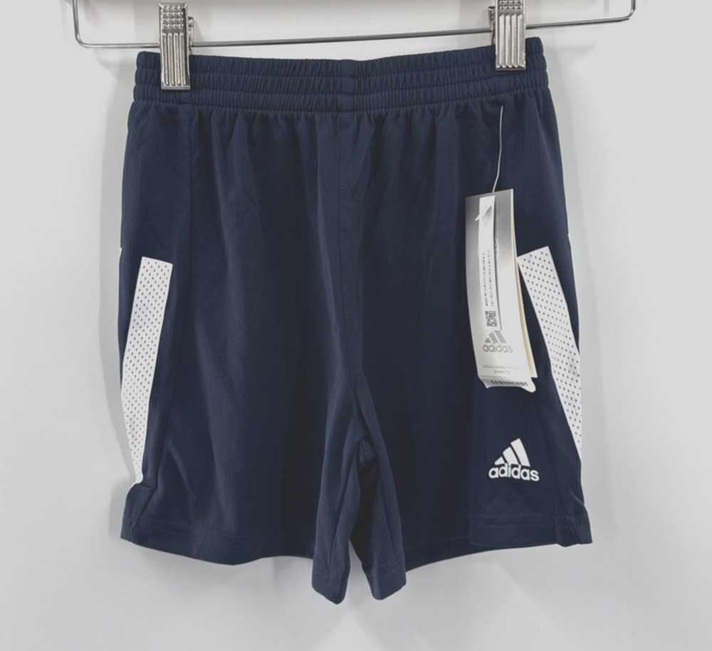 Adidas AeroReady Navy Blue w/White Stripe Shorts Youth Boy's Size 4, NWT